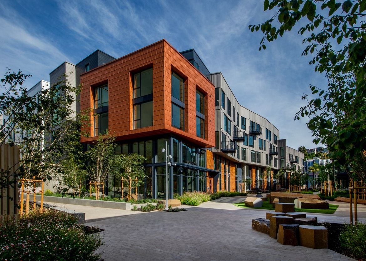 Exterior view of a modern apartment building